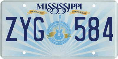 MS license plate ZYG584