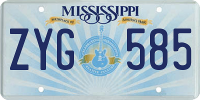 MS license plate ZYG585