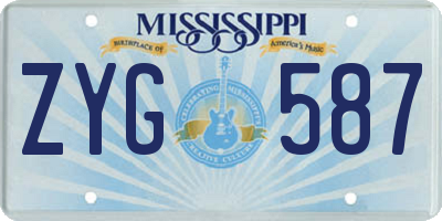 MS license plate ZYG587
