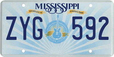 MS license plate ZYG592