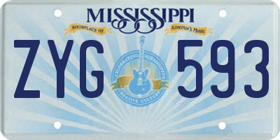 MS license plate ZYG593