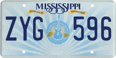 MS license plate ZYG596