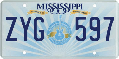 MS license plate ZYG597