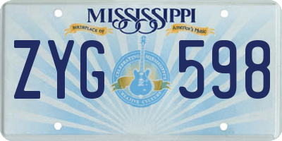 MS license plate ZYG598