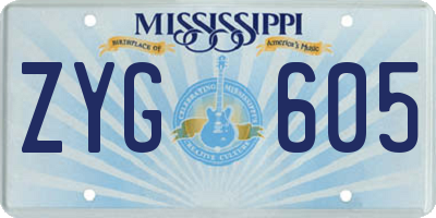 MS license plate ZYG605