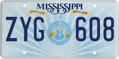 MS license plate ZYG608