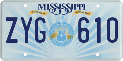 MS license plate ZYG610