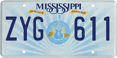 MS license plate ZYG611