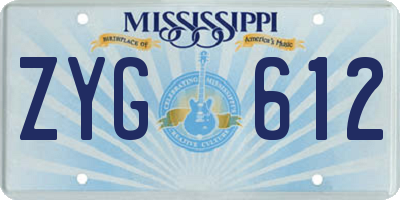 MS license plate ZYG612