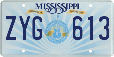 MS license plate ZYG613