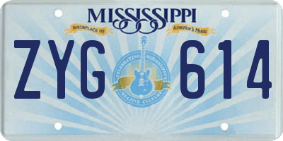 MS license plate ZYG614
