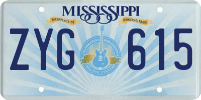 MS license plate ZYG615