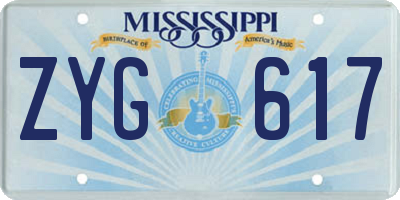 MS license plate ZYG617