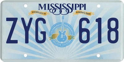 MS license plate ZYG618