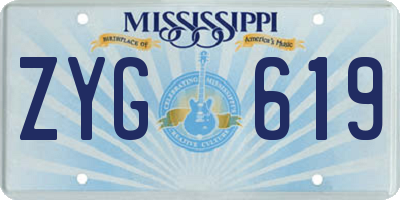 MS license plate ZYG619