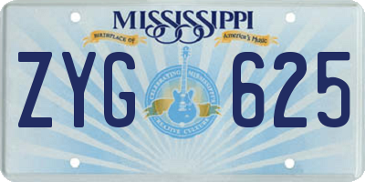 MS license plate ZYG625