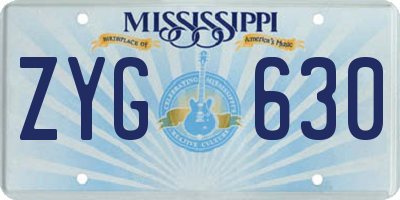 MS license plate ZYG630