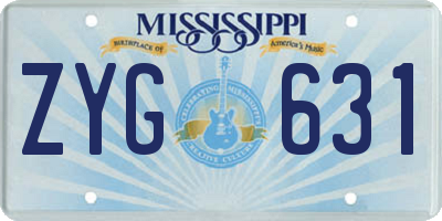 MS license plate ZYG631