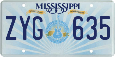 MS license plate ZYG635