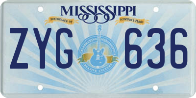 MS license plate ZYG636