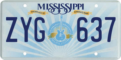MS license plate ZYG637