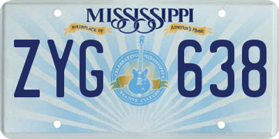 MS license plate ZYG638