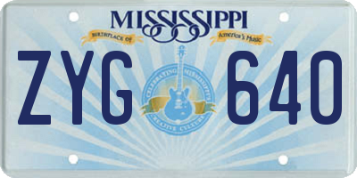 MS license plate ZYG640