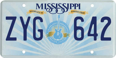 MS license plate ZYG642