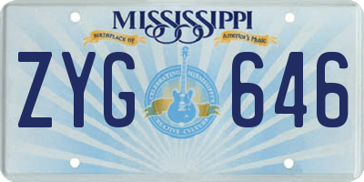 MS license plate ZYG646