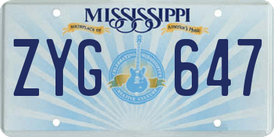 MS license plate ZYG647