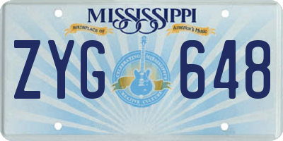 MS license plate ZYG648