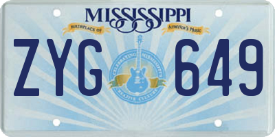 MS license plate ZYG649