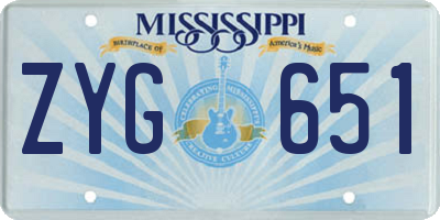 MS license plate ZYG651