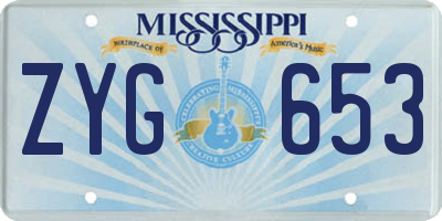 MS license plate ZYG653