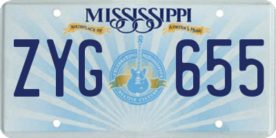 MS license plate ZYG655