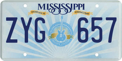 MS license plate ZYG657