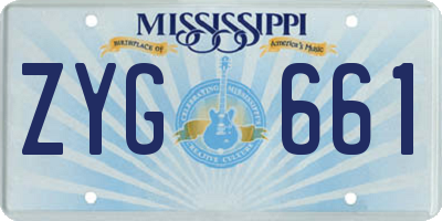 MS license plate ZYG661