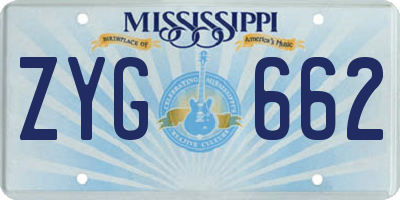 MS license plate ZYG662