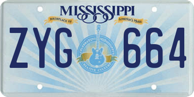 MS license plate ZYG664