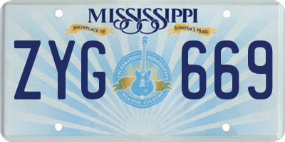 MS license plate ZYG669