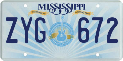 MS license plate ZYG672