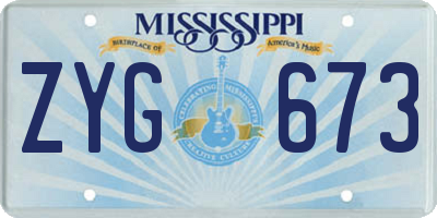MS license plate ZYG673