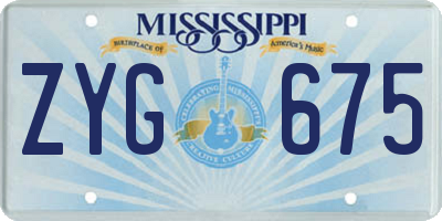 MS license plate ZYG675