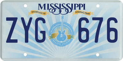 MS license plate ZYG676