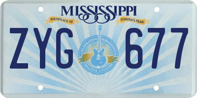 MS license plate ZYG677