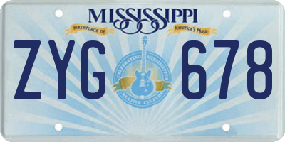 MS license plate ZYG678