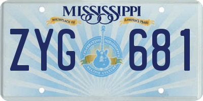 MS license plate ZYG681