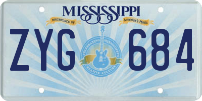 MS license plate ZYG684