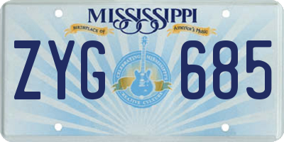 MS license plate ZYG685