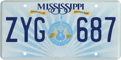 MS license plate ZYG687